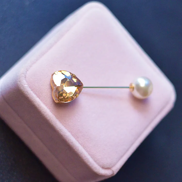 Fashion Colorful Rhinestone Simple Heart Brooch Vintage Brooch Fashion Hijab Pins and Brooches Clothes for Women Gift 3pcs