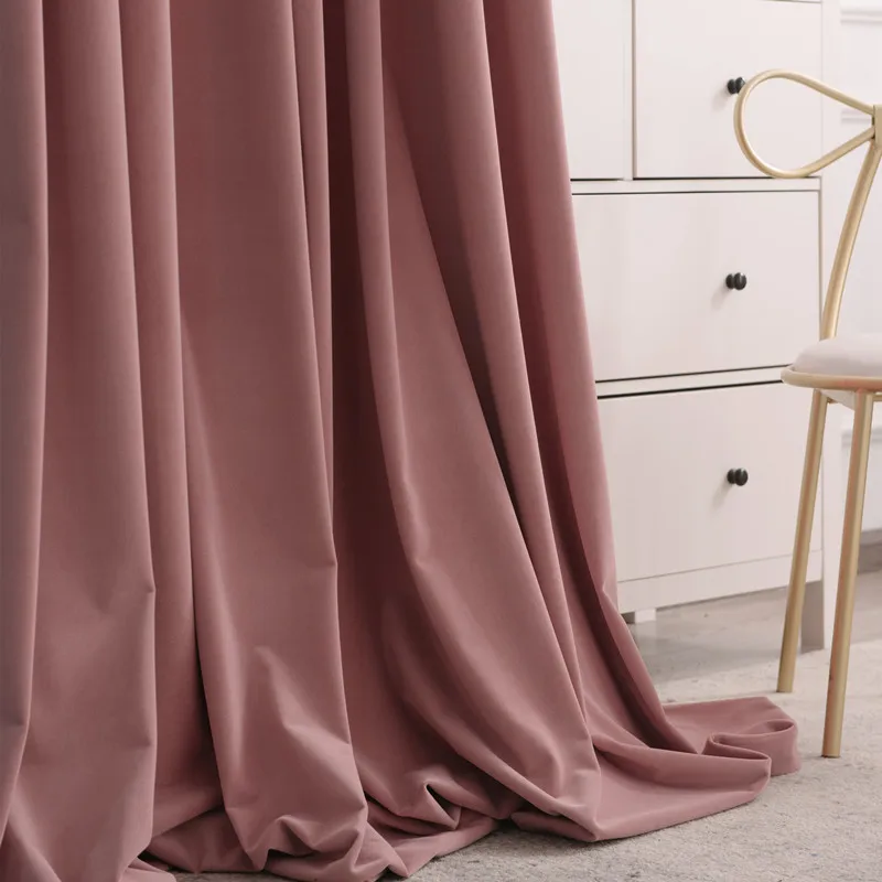 Роскошные бархатные занавески в скандинавском стиле розовые однотонные