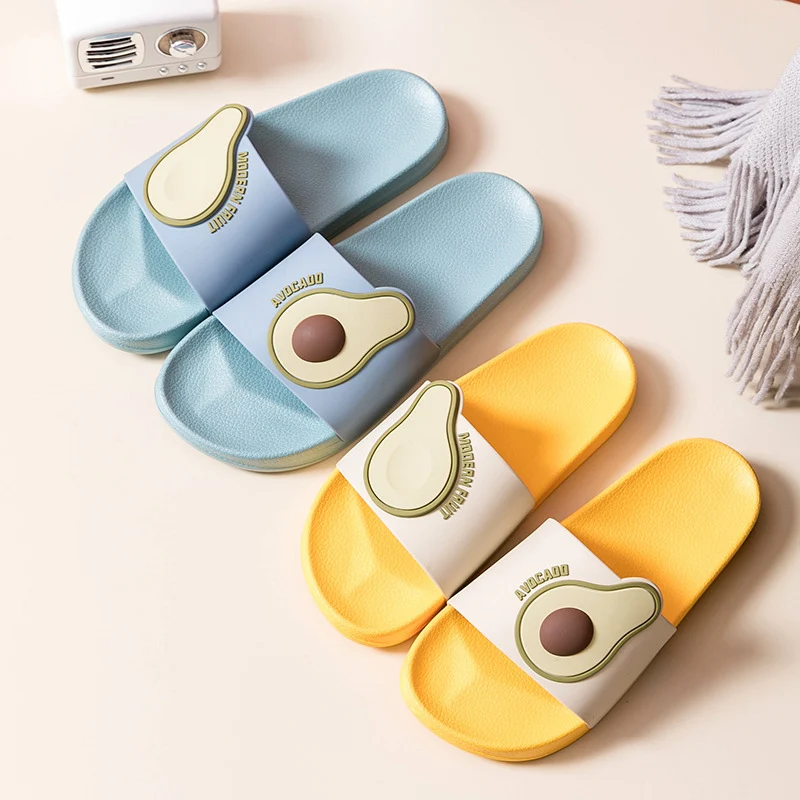 

Women Men Summer Slippers Casual Sandals Beach Slides Cartoon Fruits Avocado Flip Flops Non-Slip Soft Sole Lovers Bathroom Shoes