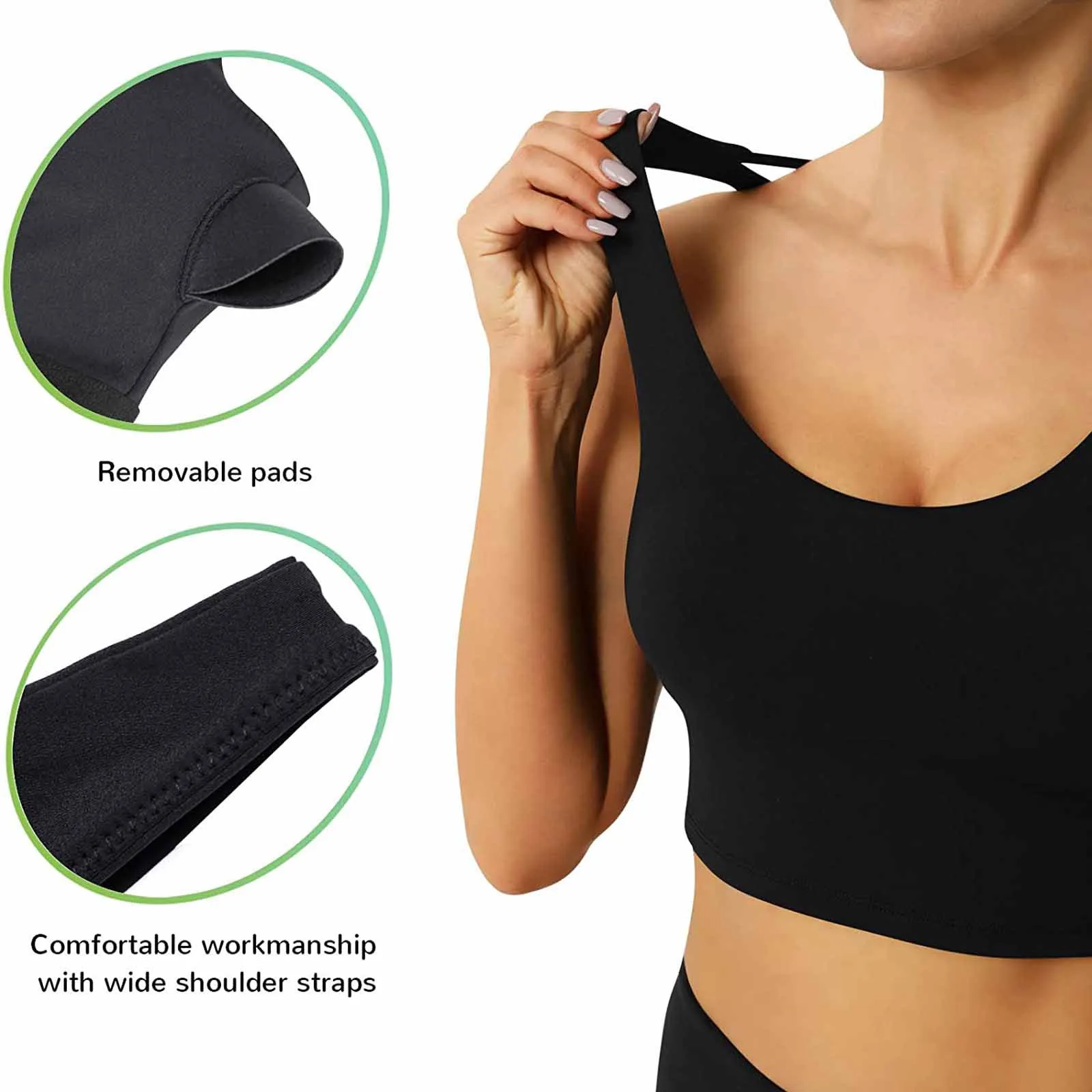 

Yoga Bra Gym Workout Fitness Crop Tank Tops Sports Bra Crop Top Fitness Women Sportswear Women's Longline Wirefree Padded 2021