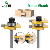 lavie 2 pcs 8mm shank tongue groove joint assemble router bits t slot milling cutter for wood woodwork cutting tools mc02002