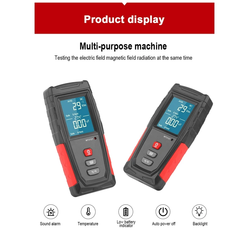 

WT3121 Handheld Digital LCD EMF Meter Electromagnetic Radiation Tester Electric Field Magnetic Field Dosimeter Detector