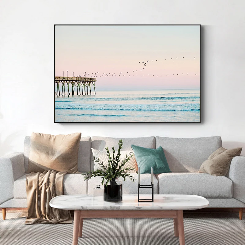 Картина на холсте из микроавтобуса пляжа серфинга черно белый постер