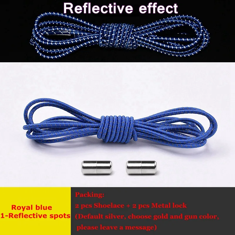 Royal blue Круглые эластичные шнурки для ночного бега; вечерние кроссовки для отдыха; светоотражающие шнурки для ленивых; металлическое фиксирующее устройство; шнурки без завязок; 1 пара - Цвет: Royal blue