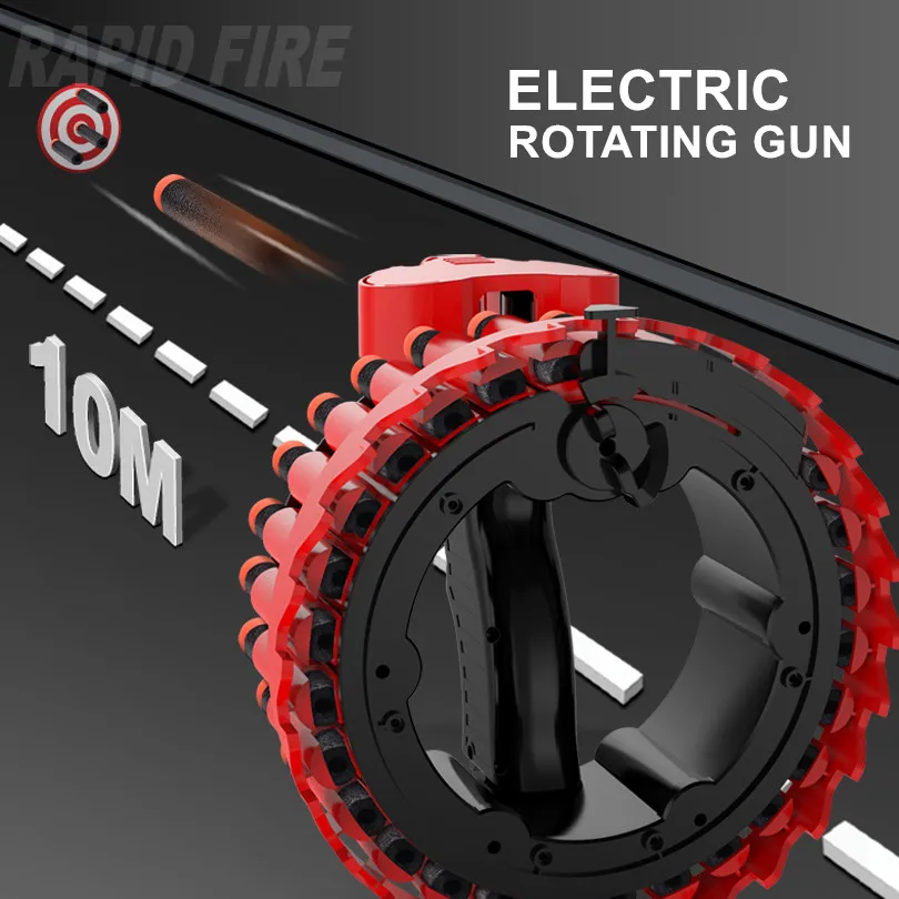 Игрушечный пистолет JTY Электрический вращающийся ручной 28 шт. высокоскоростной