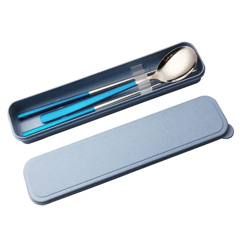 Портативный 304 столовый набор из нержавеющей стали с коробкой для хранения