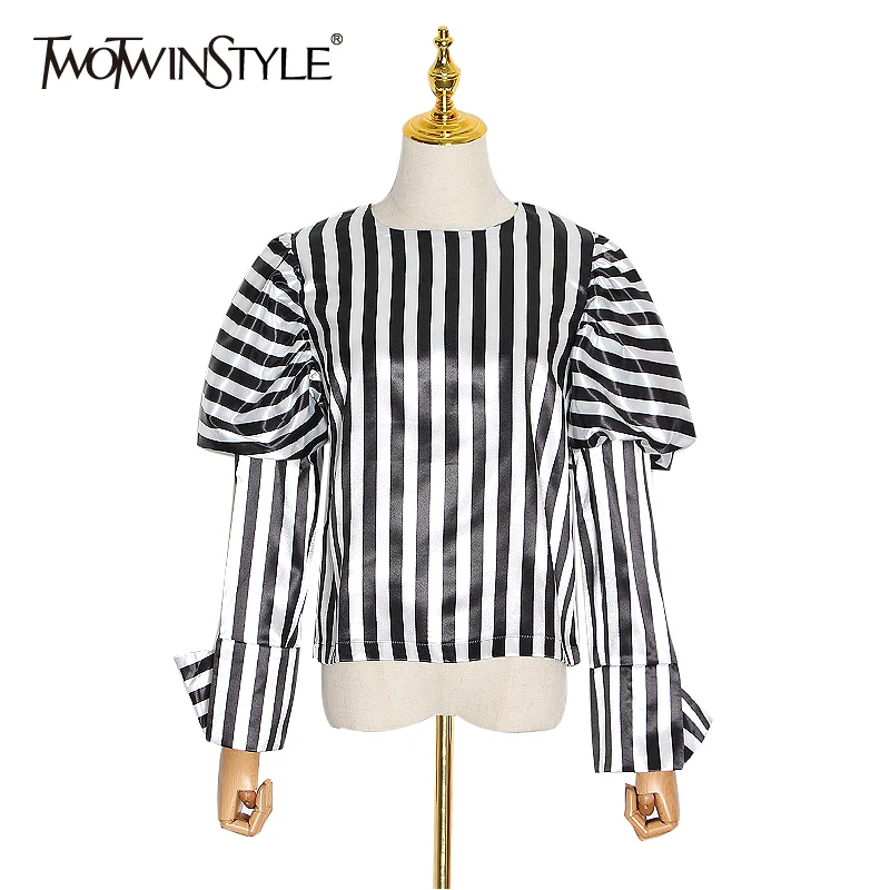 Женская винтажная блузка TWOTWINSTYLE Весенняя с круглым вырезом и рукавами