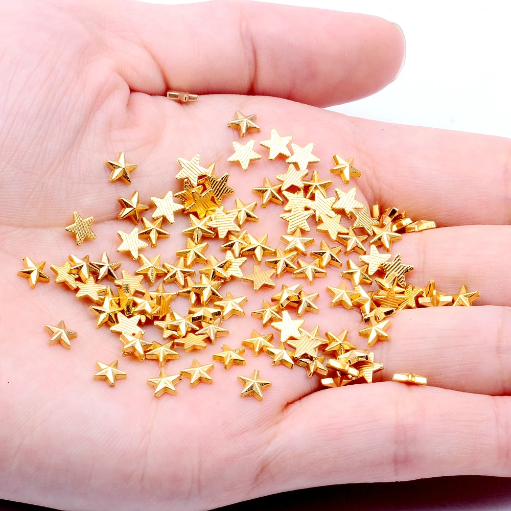 01 gold 5mm Серия звездное небо 100 шт 5 стилей позолоченное розовым золотом планета Луна застежки для самодельные Украшения, Аксессуары - Цвет: 01 gold 5mm