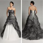 Черно-белые свадебные платья 2022 готические винтажные свадебные платья принцессы с оборками плиссированные Ретро платья для невесты