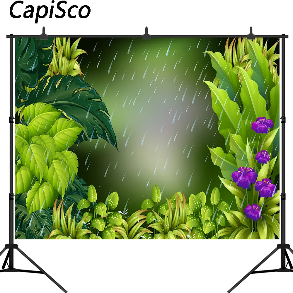 Фон для фотосъемки джунгли сафари день рождения десерт стол фон баннер Цветочный