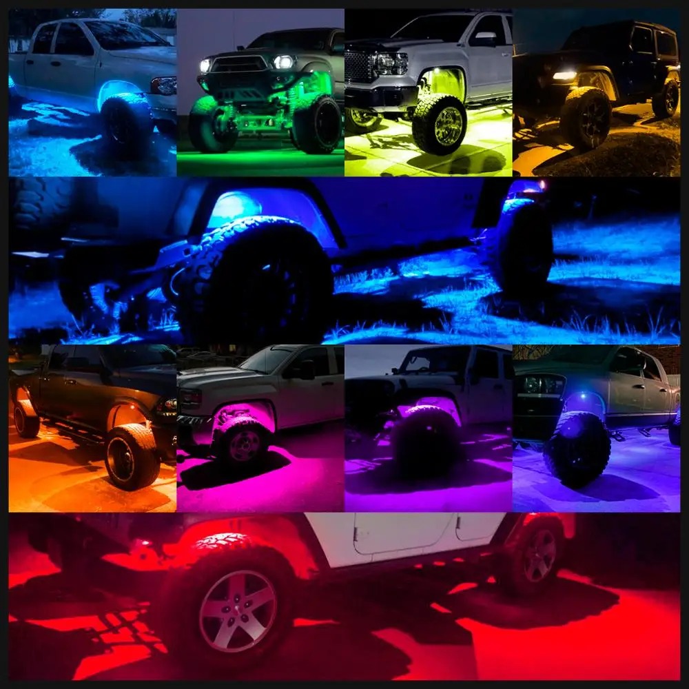 MICTUNING 6 накладки RGB светодиодный Рок Огни 96 Светодиодный s музыка неоновые Underglow