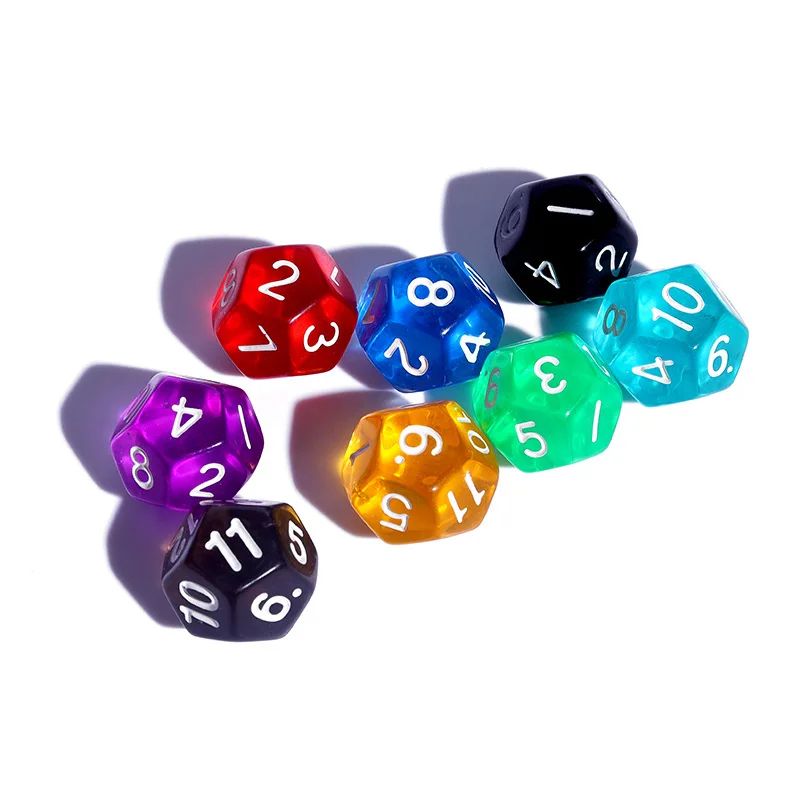 10Pcs/set 12-sided Acrylic Transparent Dice Educational Matching Board Game Accessories Digital |