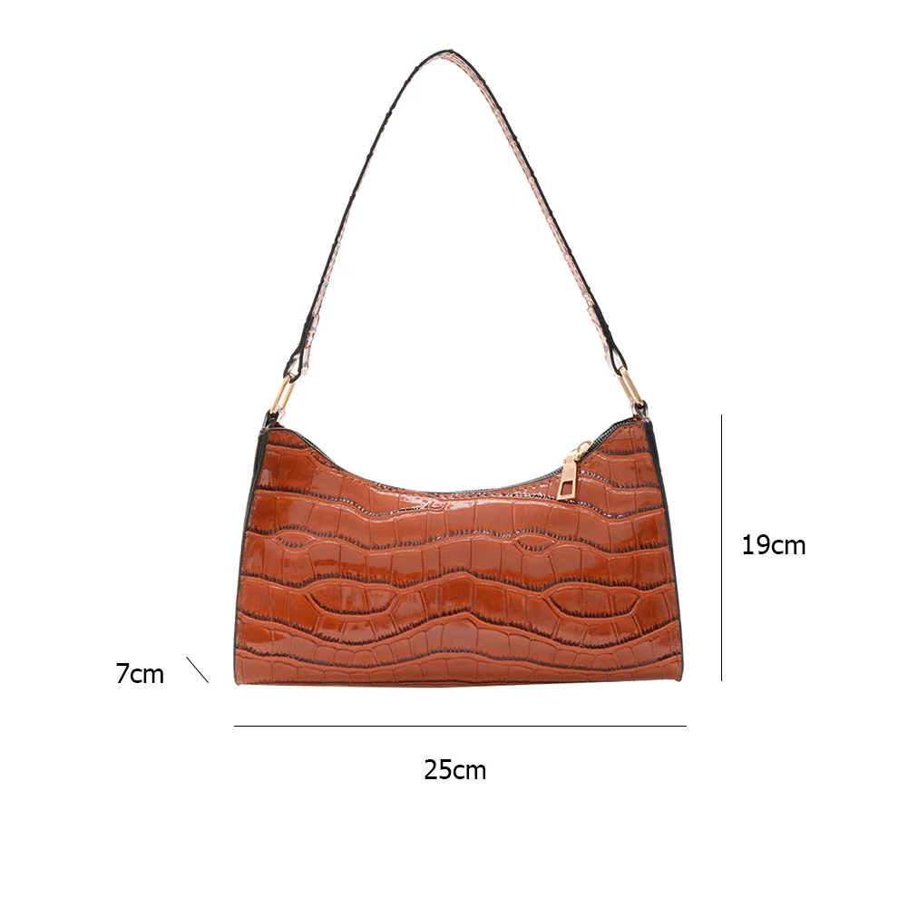 

PU Leather Women Stone Pattern Casual Small Underarm Shoulder Bags Fashion Elegant Ladies Solid Color Handbags Retro Totes