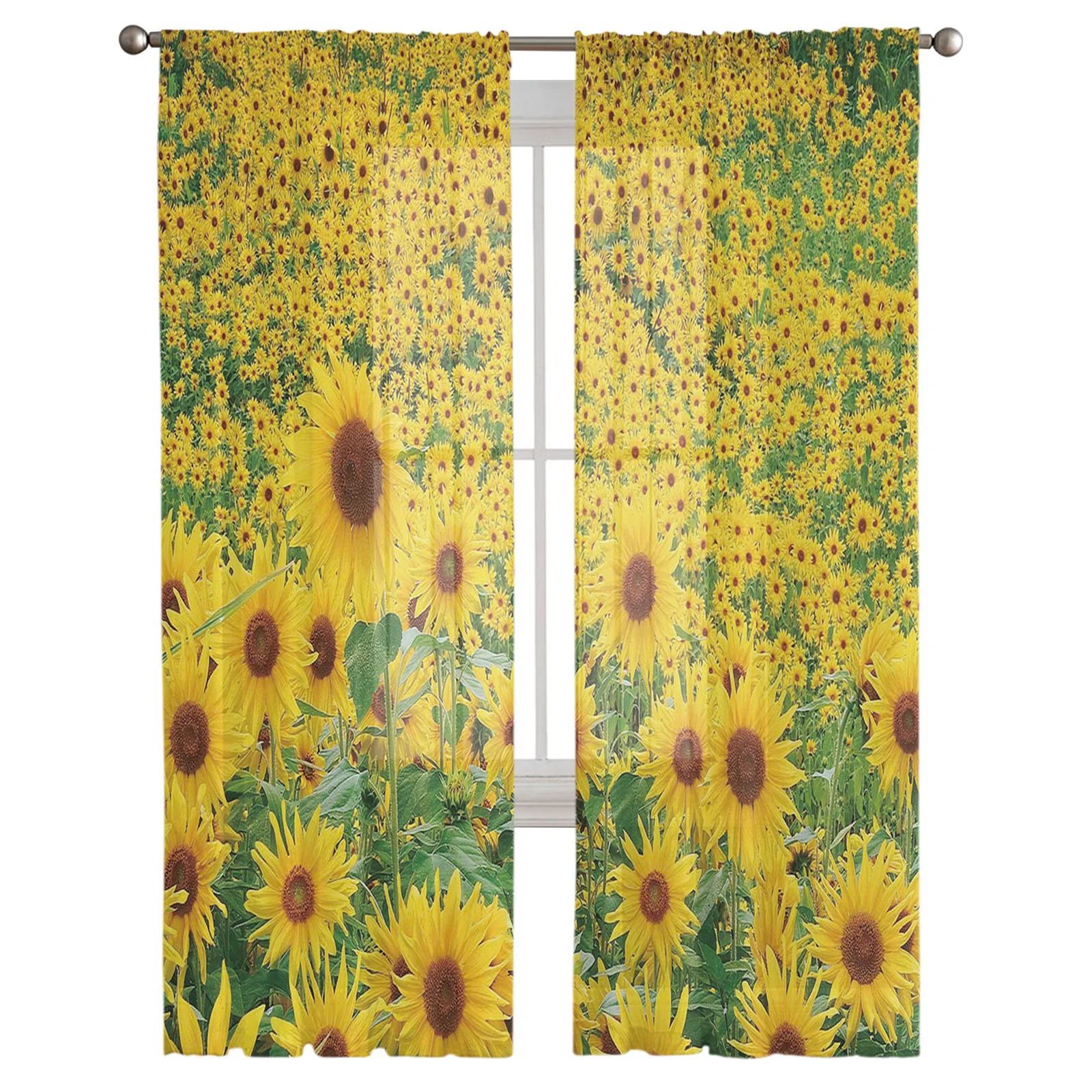 Тюлевые занавески с подсолнухами для гостиной спальни декора шифоновая