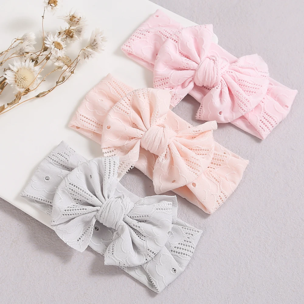 

Soft Baby Headband Bows Hairband Girls Lace Hollow Headwrap Wide Turban Children Hair Accessories Lovely Newborn Headbands