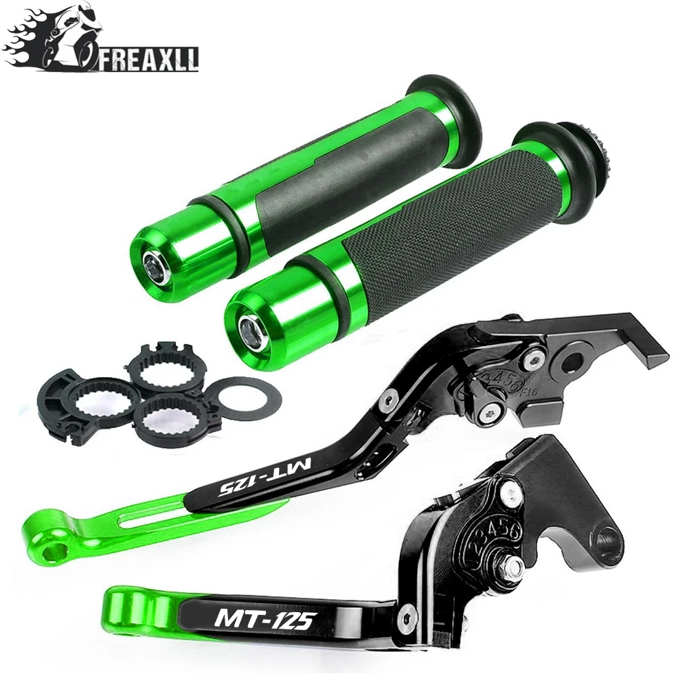 J With LOGO Motorcycle Adjustable Folding Brake Clutch Levers Handlebar Hand Grips For Yamaha For YAMAHA MT125 MT-125 MT 125 - Цвет: J With LOGO