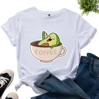 womens graphic t shirts printed shirt cotton tee short sleeve summer tops female tees clothes fruit avocado bath cup coffee