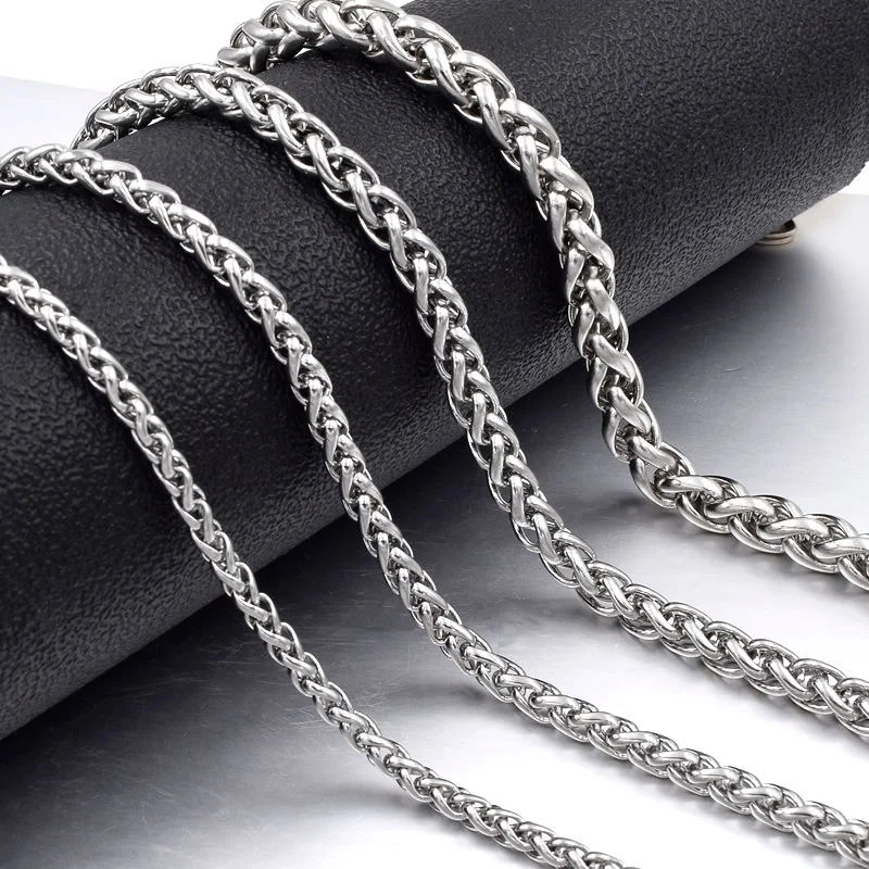 

Hesiod 3/4/5/6/8mm Stainless Steel Twist Necklace Chain for Men Male Punk Keel Chain Lobster Clasp Hooks Link Chain