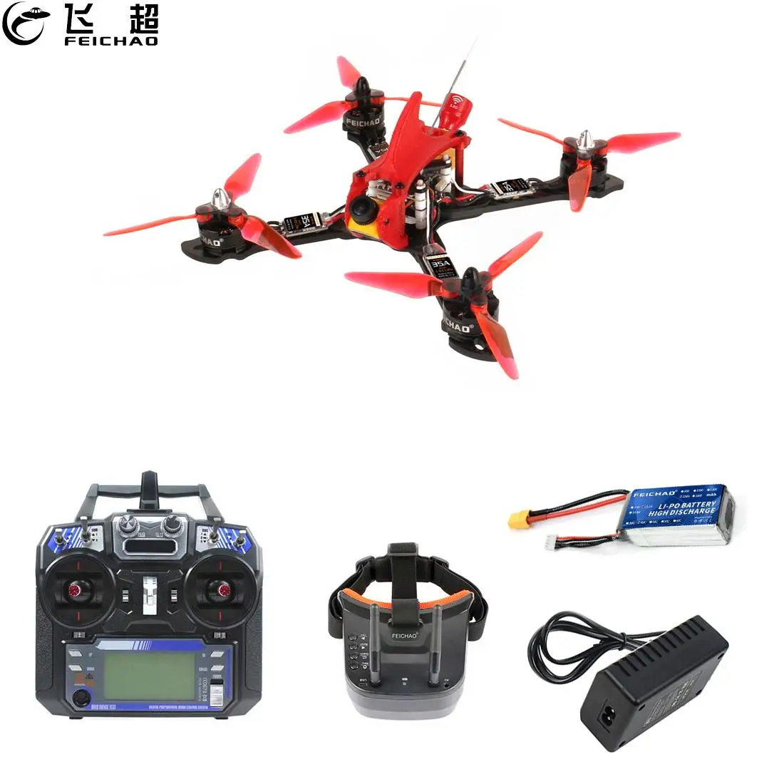 

FEICHAO OWL215 Carbon Fiber Frame VTX5840 Flysky FS-i6/ LiteRadio Transmitter w/D16 Receiver BNF FPV Racing Drone Multirotor