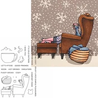 lying on sofa cozy scene clear stamps phrases about warm home 2020 transparent silicone stamp