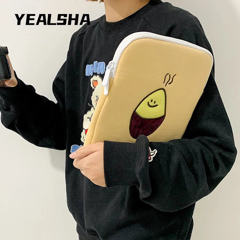 

Korean Ins Design Cotton Cloth Roasted Sweet Potato Embroidery Ipad Tablet Bag Laptop Bag