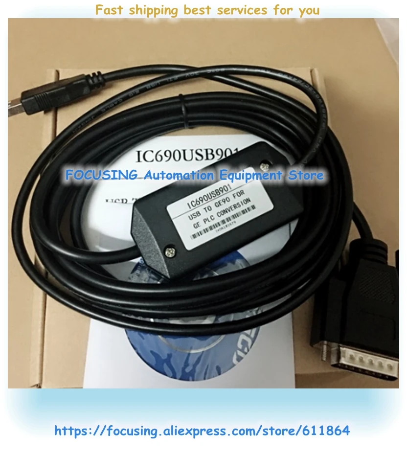 IC690USB901 GE GE90-30 GE90 Кабель для программирования USB SNP Лучший PLC Адаптер USB-SNP |