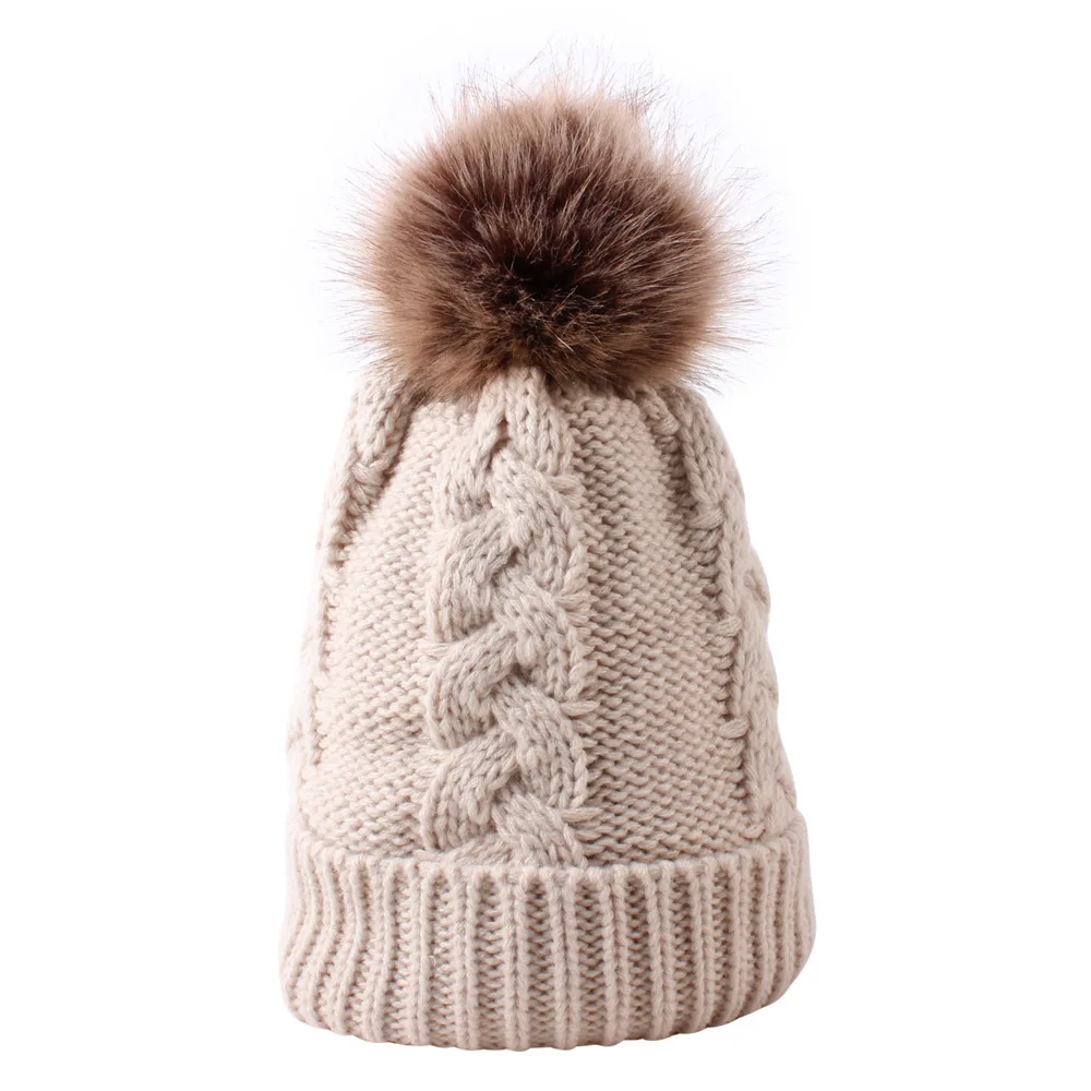 

Women's new winter wool hat acrylic horn flower wool ball head warm knitting cap women hat bonnet fall hats for women