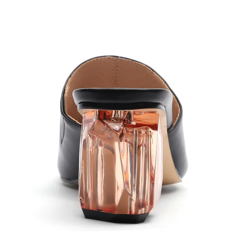 

sexy pointed toe transparent high heels microfiber leather women pumps brand dress shoe summer footwear fashion sandals slippers