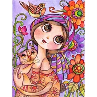 cartoon girl flower daisy printed 14ct cross stitch embroidery full kit handicraft craft painting sewing sales needle festivals