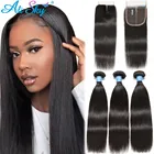 Пряди человеческих волос Alisky с застежкой, бразильские прямые волосы 5 Х5, пряди с застежкой в пучках, натуральные волосы для наращивания, человеческие волосы