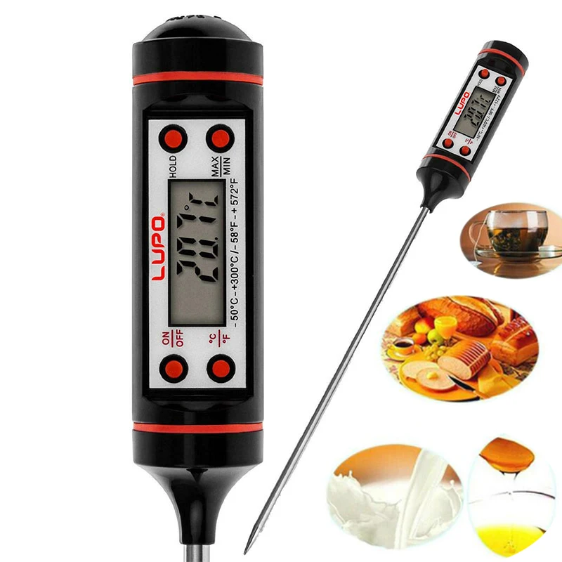 

Kitchen Food Electronic Digital Display BBQ Thermometer Stainless Steel Probe Plug-in Thermometer 1Pc