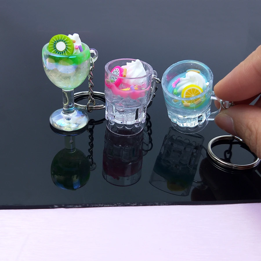 Акриловые милый брелок сока мороженого раковины дрейф бутылка с подвеской для