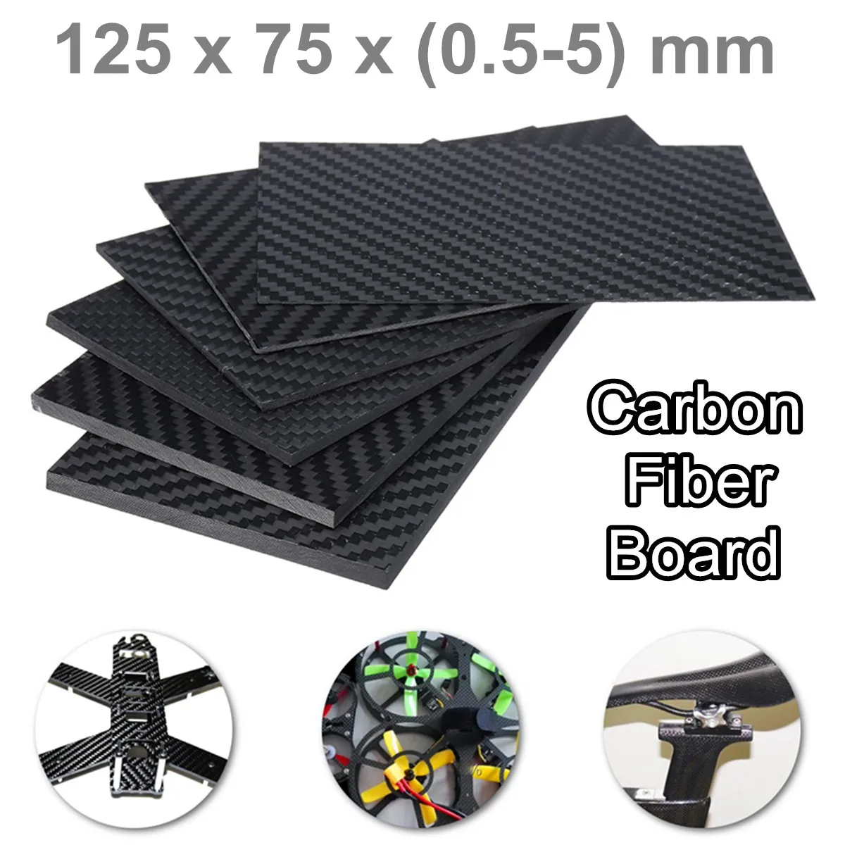 

0.5-5MM 3K Matte Surface Twill Carbon Plate Panel Sheets High Composite Hardness Material Anti-UV Carbon Fiber Board 125X75 mm