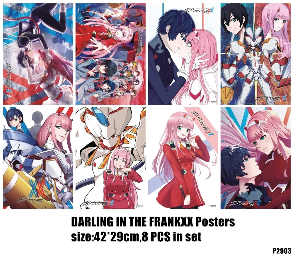 8 шт./лот аниме дорогой в Фране тисненый плакат Hiro ZERO TWO ICHIGO GORO MIKU DitF Размер 42x29 см