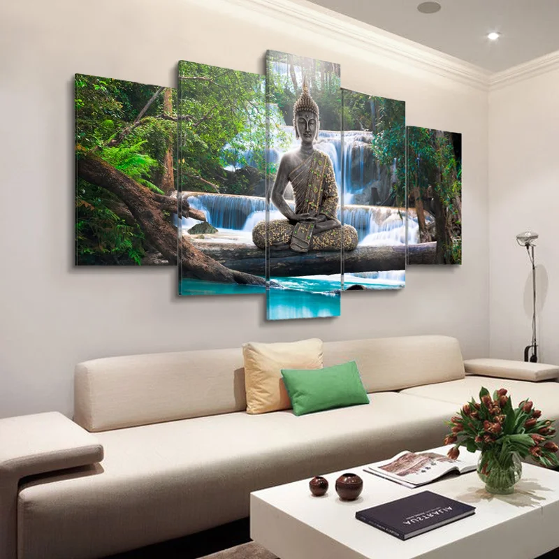 Плакаты и принты статуи Будды пейзаж холст живопись современное настенное
