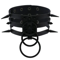 kmvexo 2020 new fashion women black rivet leather bondage choker punk circle spike goth collar harajuku necklace emo jewelry