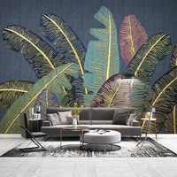 custom mural wallpaper modern tropical plant leaves 3d stereo line fresco living tv dining room background wall papel de parede
