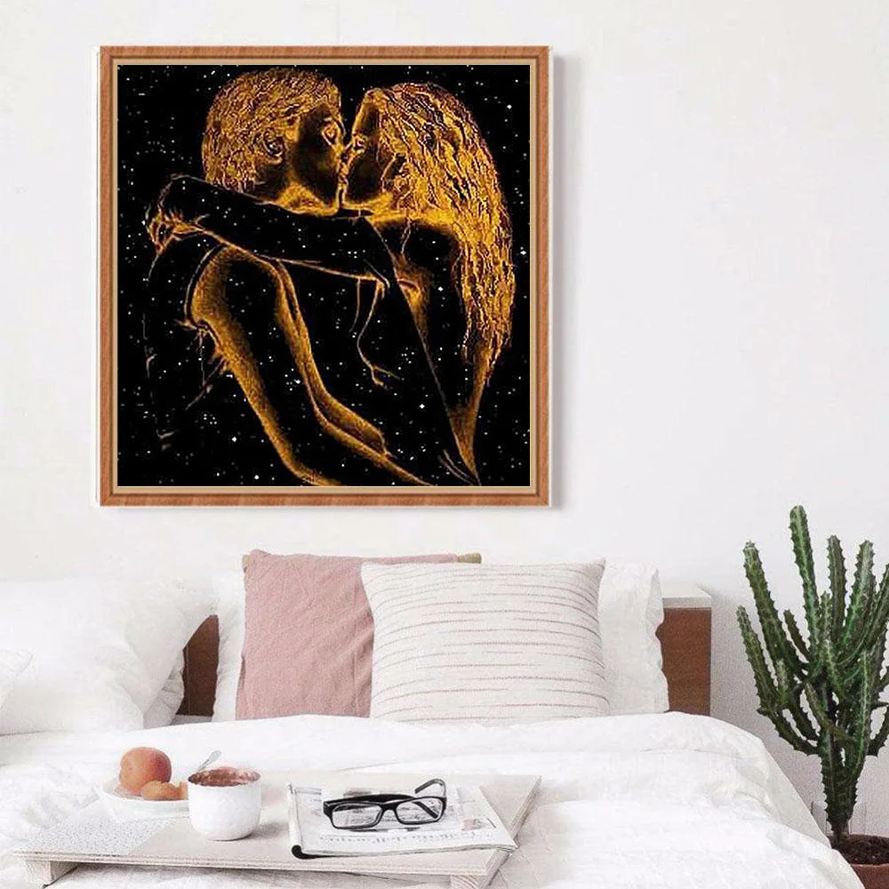 5d алмазная живопись сделай сам вышивка крестиком любовник поцелуй в ночное время