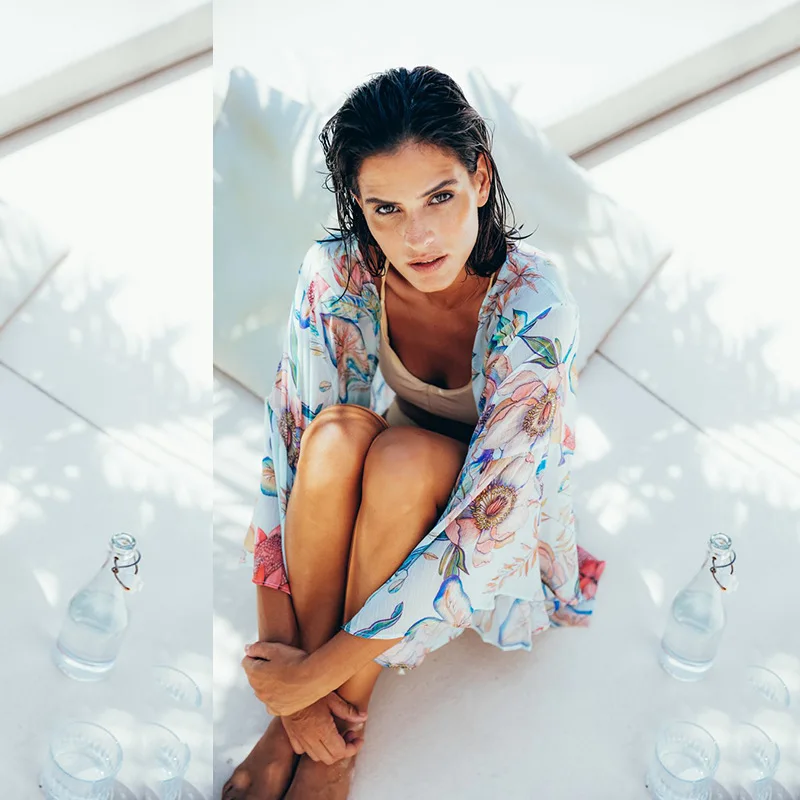 Накидка с рукавами летучая мышь и цветочным принтом для женщин Новинка лета 2022