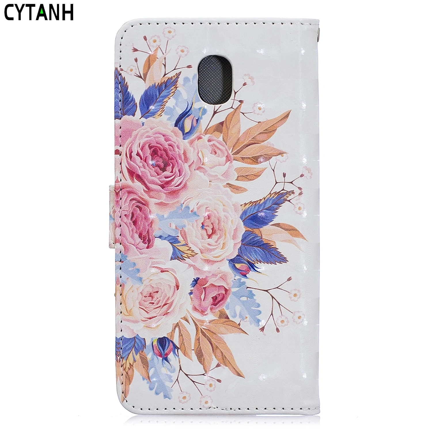 PU Leather Flip Cover Wallet Case For Samsung Galaxy J330 Cases 3D Flower Women Men Coque Funda J3 2017 J330F SM-J330F | Мобильные
