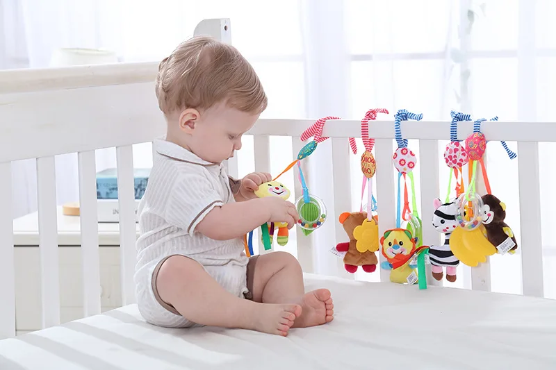 Soft Infant Crib Bed Stroller mobile Hanging Rattle Toys Baby Frog Elephant Owl Cat Toy Trolley 0-12 Newborn Plush Educational