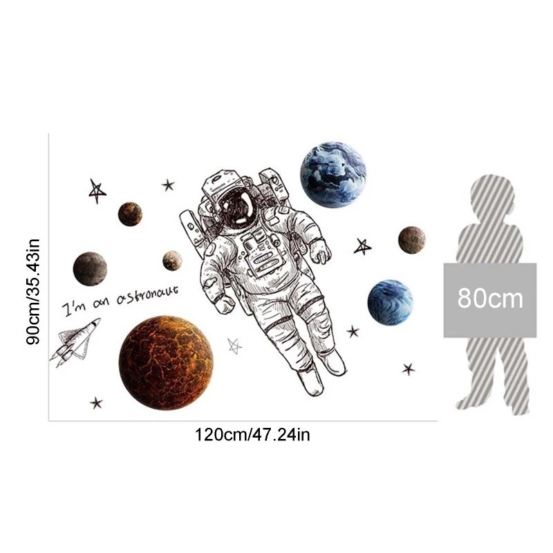 

Space Planet Astronaut Wall Sticker for Kids Room Boy Bedroom Decoration Decorative Decals Mural