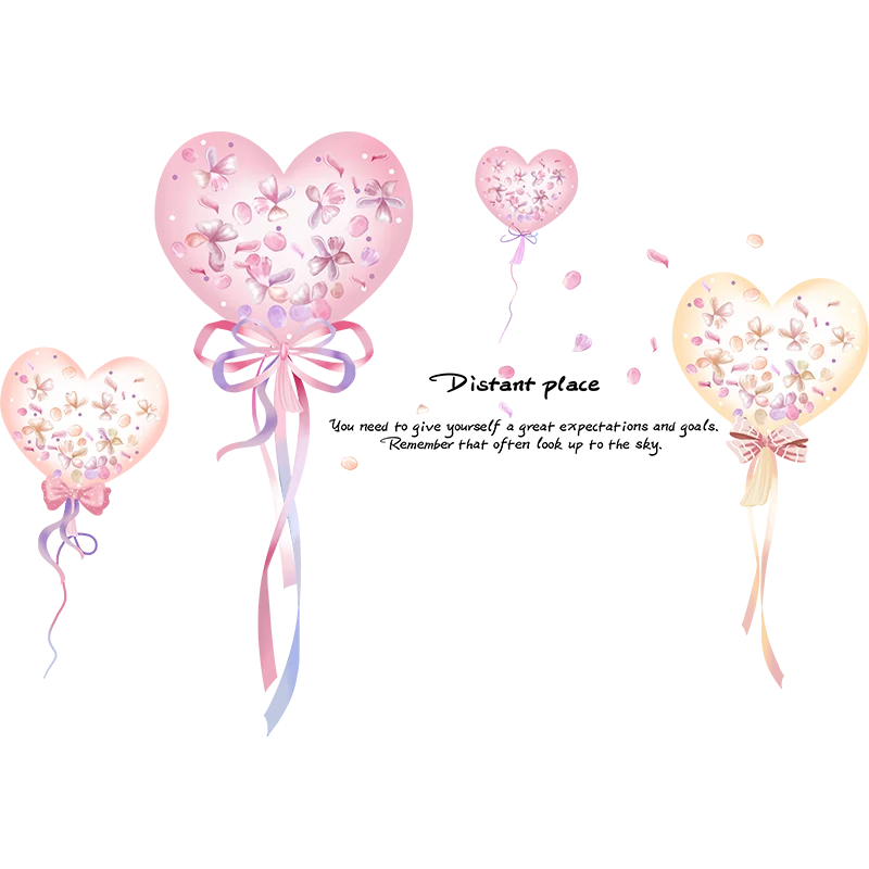 

[shijuekongjian] Cartoon Girl Flowers Wall Stickers DIY Balloons Mural Decals for Baby Room Kids Bedroom House Decoration