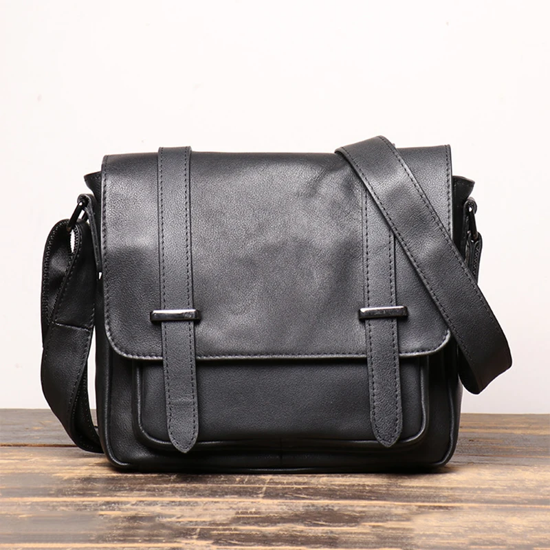 Мужская сумка-мессенджер из натуральной воловьей кожи с натуральным лицевым