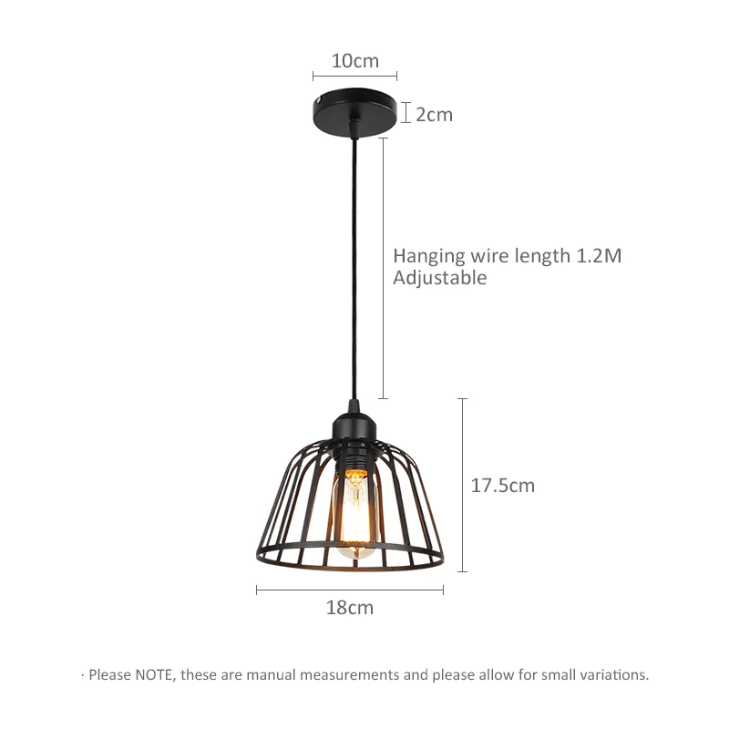 

Retro American Black Iron Pendant Lamp Bird Cage Lights Restaurant Industrial Coffee Shop Decor Creative Indoor Hanging Light
