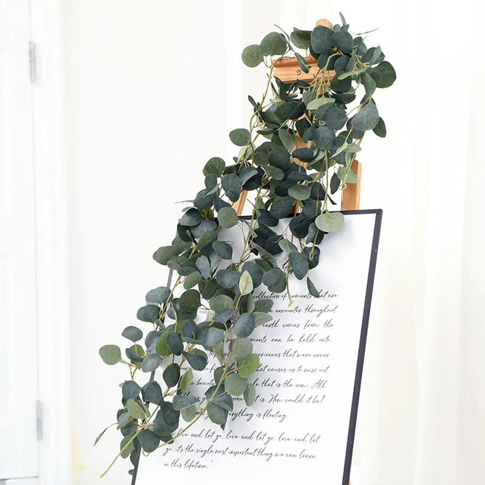 

2m Green Eucalyptus Leaves Garland Wisteria Artificial Flower Rattan Fake Plant Silk Leaf Vines For Wedding Birthday Party Decor