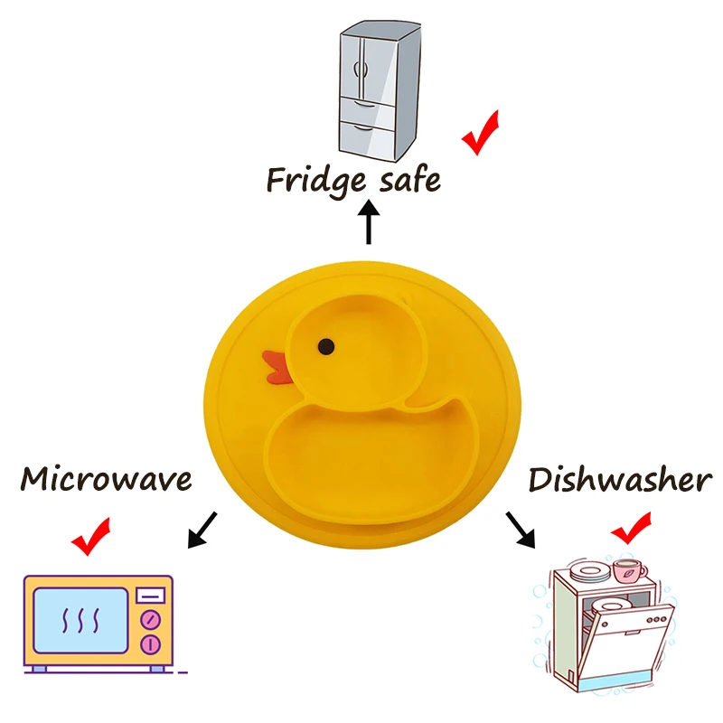 С уточкой для посуда силиконовая пластина всасывающий лоток с объёмным рисунком