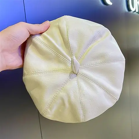 

pu leather hat wild beret woman British retro octagonal hat street fashion hat