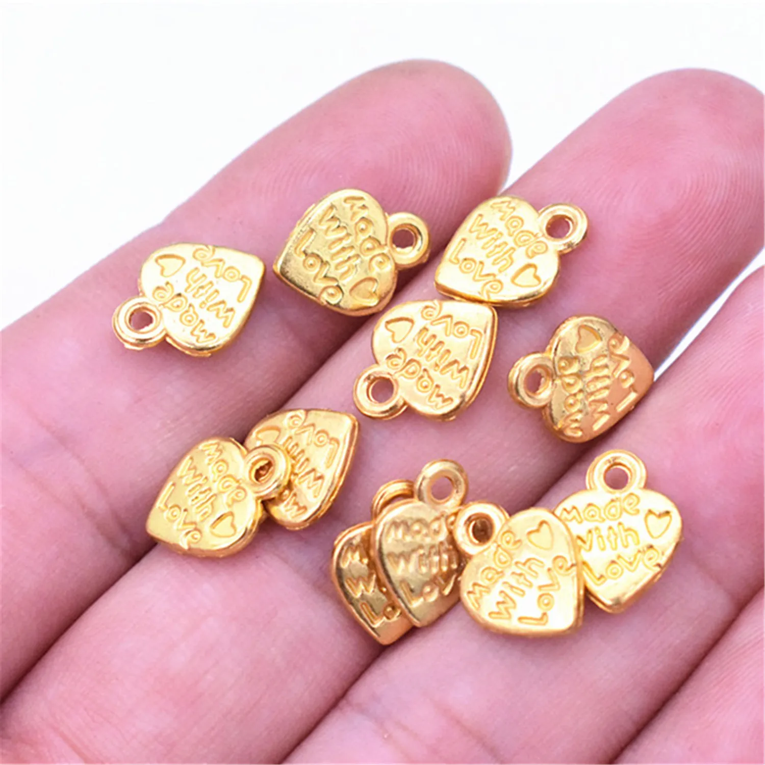 

12*10mm 40pcs Gold Color Plated Heart Charms Pendant For DIY Necklace Bracelet Jewelry Accessories