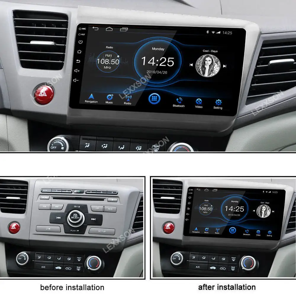 Автомагнитола DSP Android 10 0 мультимедиа для Honda Civic 2013 2014 2015 IPS экран 2 ГБ + 16 RDS FM GPS